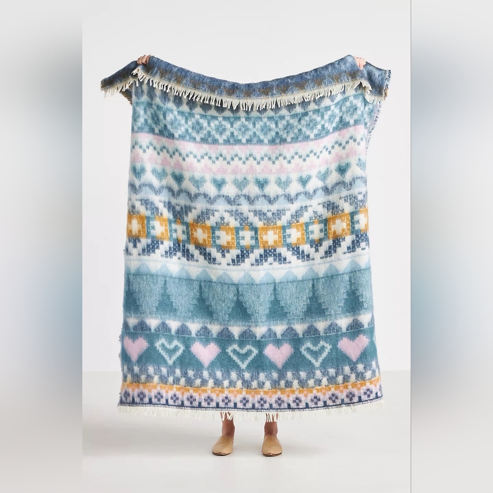 Anthropologie Brushed Wool Throw Blanket NWT